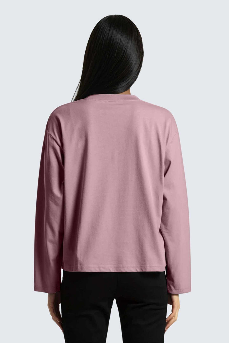 W Moon Tee Short Oversize Long-Sleeve - Rose Deep