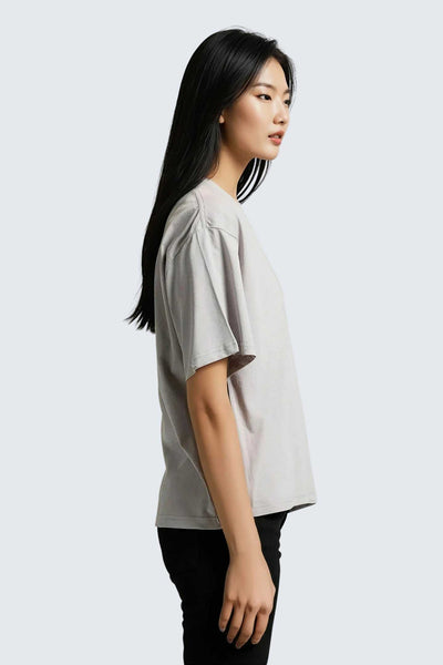 W Moon Tee Short Oversize - Stone
