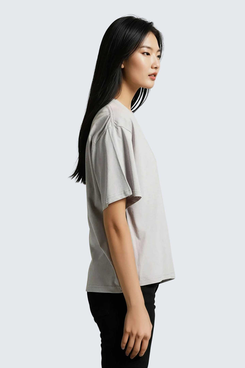 W Moon Tee Short Oversize - Stone