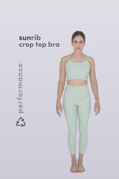 W Sun Rib Crop Top Bra - Stone