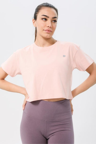 Rumi Earth - W Moon Cropped Tee - Light Coral - R111111LTP - Tops