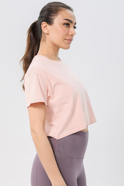 Rumi Earth - W Moon Cropped Tee - Light Coral - R111111LTP - Tops